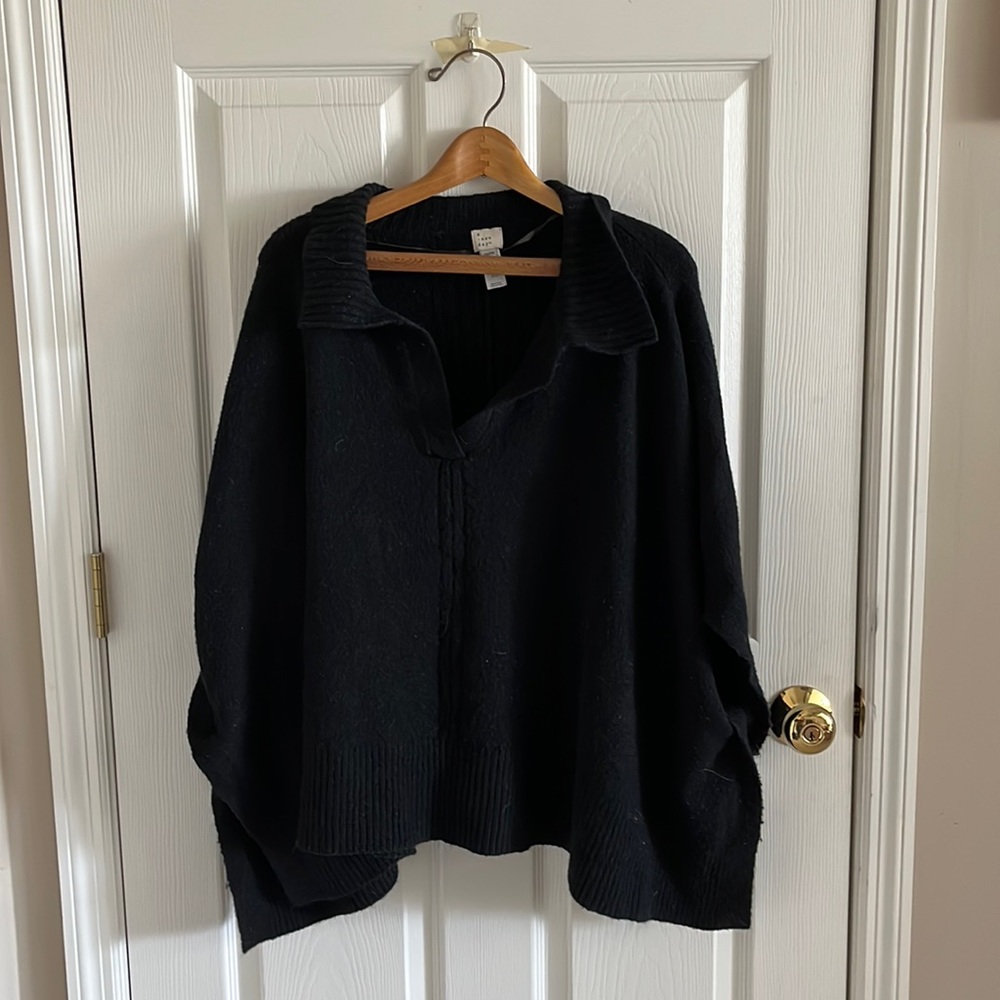A New Day Black One Size Fits All Wide Sleeve V-Neck Poncho